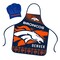 Mojo Licensing Denver Broncos Apron Chef Hat Set Full Color Universal Size Tie Back Grilling Tailgate BBQ Cooking Host